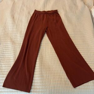 Rust Sweater Wide-Leg Pants